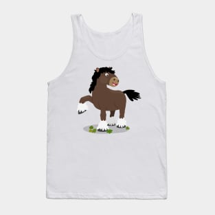 Cute Clydesdale draught horse cartoon illustration Tank Top